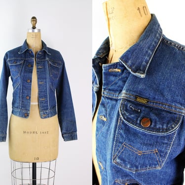 70s Distressed Maverick Jean Jacket / Vintage Western Jacket / Size XS/S 