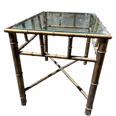 Great vintage metal faux bamboo side / coffee table 