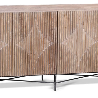 Beautiful Elm Wood Sideboard with Iron Base in Light Finish  w/Design front Sideboard with iron base from Terra Nova Designs Los Angeles 