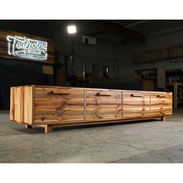 Clarkson Drawer Bench, 86"W, Modern Entryway Bench, Drawer Bench, Storage Bench, Solid Wood (Shown in Madrone) 