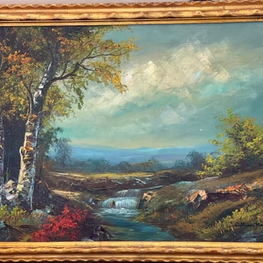 Free Shipping Within Continental US - Vibrant Scenic Painting Colorful, Peaceful Landscape Art. Signed William Mark. 