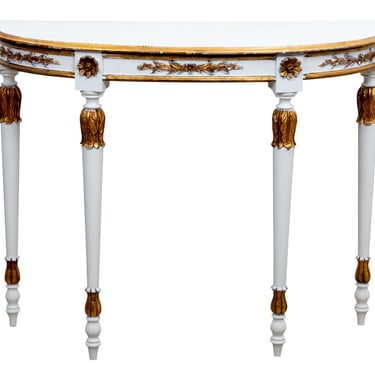 Painted Gilt Demi Lune Table