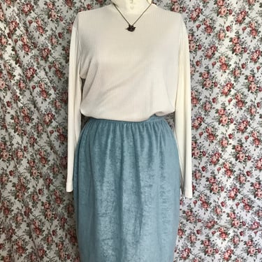1990's Shimmery Lake Blue Pencil Skirt 