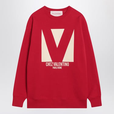 Valentino Red Sweatshirt With Chez Valentino Print Women