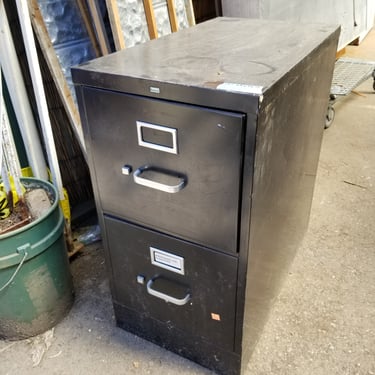 Black Two Drawer File Cabinet 15 x 29 x 26.5