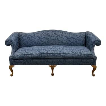 American of High Point Damask Upholstered Camelback Sofa 