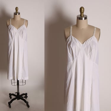 1970s White Adjustable Strap Lingerie Dress Slip by Sears -L 