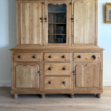 Large Antique English Pine Hutch 