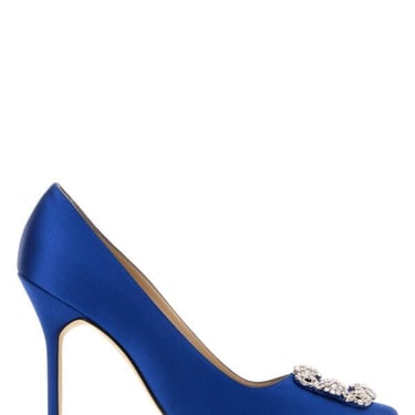 Manolo Blahnik Women Blue Satin Hangisi 105 Pumps