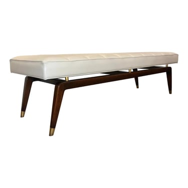 John Richard Modern White Channeled Leather Dolcetto Bench