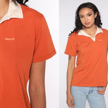 Escape Polo Shirt 90s Orange Y2K Shirt Retro Tee Polo Shirt Collared Vintage Slogan Shirt Medium Large 