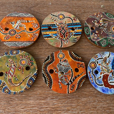 Hand Painted Aboriginal Art Coasters Set 