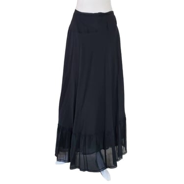 BNWT JOIE Black Wrap Skirt Maxi Cotton Silk Blend Medium Layered Sheer Bottom M 
