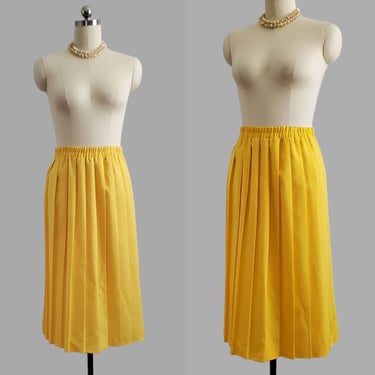 1980s Item-eyes Skirt in Bright Yellow - 80's Skirt - 80s Women's Vintage Size XXL 
