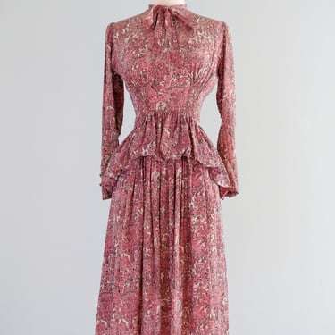 Incredible 1940's Dejeuner sur L’Herbe Novelty Print Rayon Dress / XS