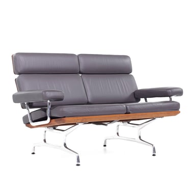 Eames for Herman Miller Model ES108 Mid Century Leather and Walnut Two-Seat Sofa - mcm 