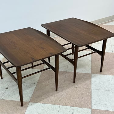 Bassett Artisan Mid-Century Modern Walnut End Table With Magazine Rack ~ A Pair (SHIPPING NOT FREE) 