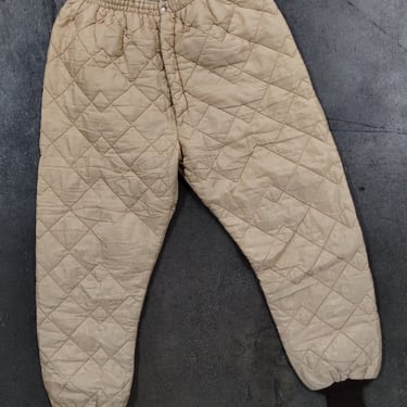 28x26 70s Brown Quilted Snow Pants Liner Pants Outdoors Snow Climber Mountaineering Western Trendy Streetwear Tech Rave 