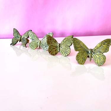 Vintage 70s Brass Butterfly Napkin Rings 