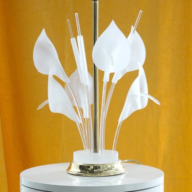 Lucite Floral Table Lamp 