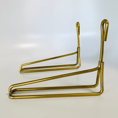 50s Brass Shelf Brackets Hangers Mid Century Vintage Set of Two 