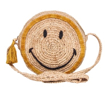 Vanessa Bruno x Smiley - Beige &amp; Yellow Straw Smiley Face Crossbody Bag