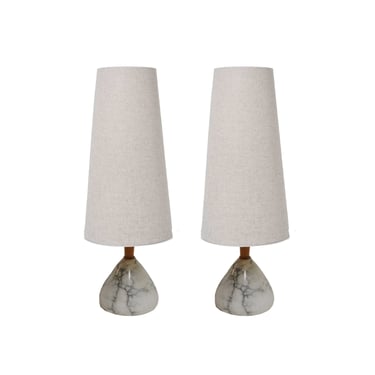 Pair of Marble Base Table Lamps, 1960s 