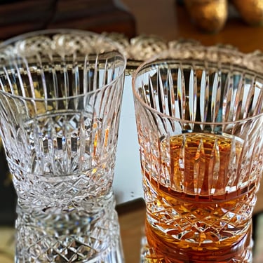 Vintage Waterford Crystal Whiskey Glasses - Set of 2 Maeve Leaded Cut Glass Luxury Barware, Irish Crystal Drinkware 