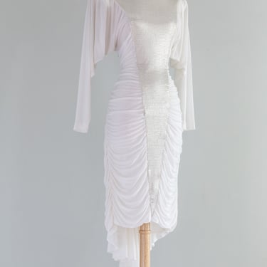Vintage 1980's White HOT Party Dress By Casedei / Medium