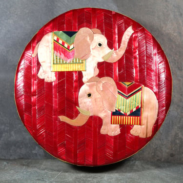 Vintage Elephant Trinket Box | Decorative Asian Palm Reed Box | Pink Elephant Box | Bixley Shop 