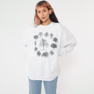 Vintage Y2K Tree Sweatshirt Morton Arboretum Lisle Illinois Nature Graphic Arborist Pullover Heather White Oak Crewneck Large 