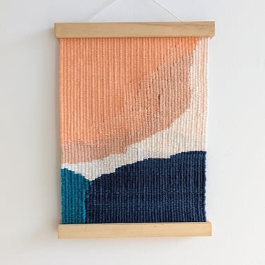 Abstract Wall Weaving / Hanging - Peach, Orange, Navy | cord x
