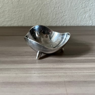 Vintage Danish Hans Jensen Small 3 Footed Silver Plated Dish, Made in Denmark 