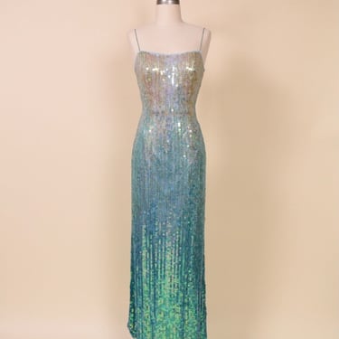 Aquamarine Ombre Mermaid Sequin Gown By Jovani, XS/S
