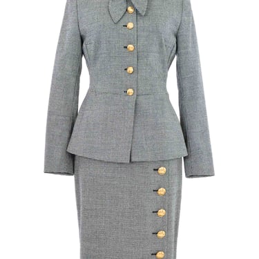 Escada Houndstooth Buttoned Skirt Suit