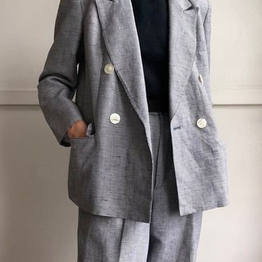 vintage linen blend high waisted pant suit 