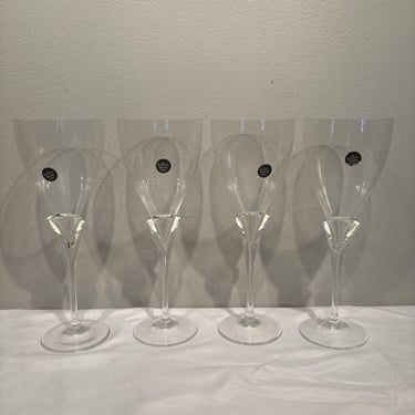 4 Rosenthal Studio Line Clear Crystal Tulip Stem Wine Glass Goblet, vintage wine glasses, elegant barware, crystal barware, spring glassware 