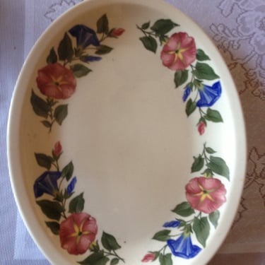 Vintage Oval  Restaurant Ware Floral Serving Platter from Shenandoah Ware Under Glaze- 13 1/2