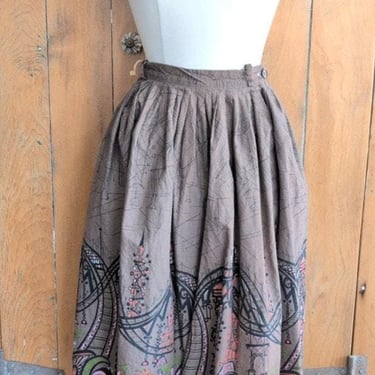 50s Rockabilly Skirt Novelty Cotton Print Circus Folk by Betty Sue 