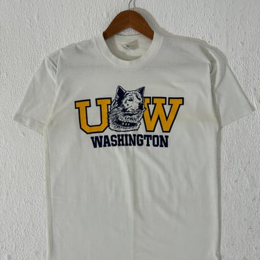 Vintage UW Washington Huskies White T-Shirt Sz. L