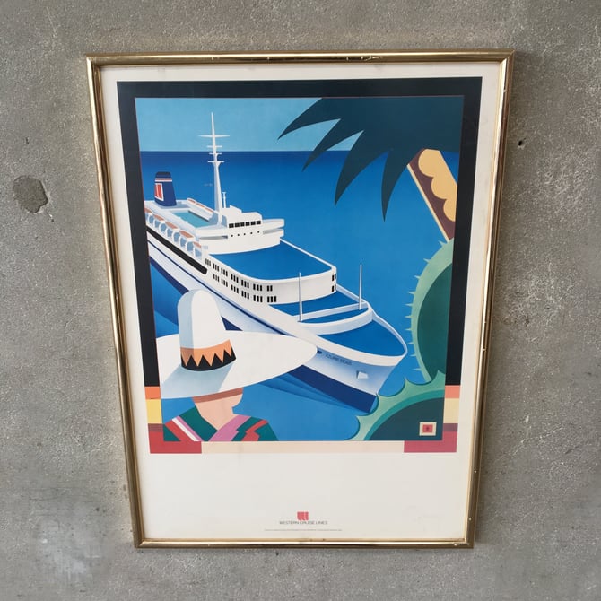 Vintage Western Cruise Lines Poster Framed