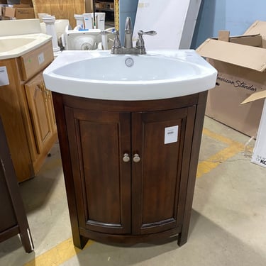 Single Freestanding Bathroom Vanity with Slight Bow Front