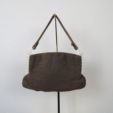 Vintage 1940s handbag, corde, lucite, top handle, purse, pocketbook 