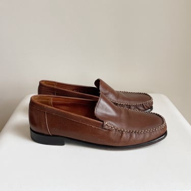 Walnut Classic Leather Loafers | Size 10