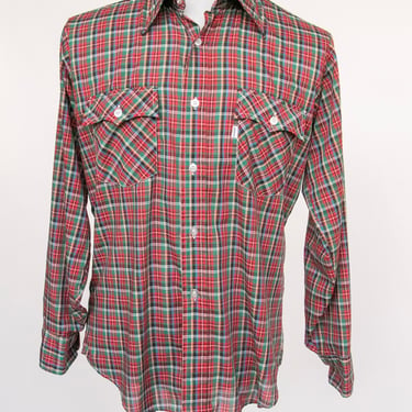 1980s Levi's Men's Shirt Plaid Button Down M 