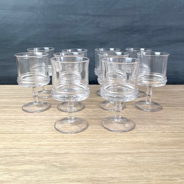 Antique cordial glasses - set of 10 - clear barware stems 