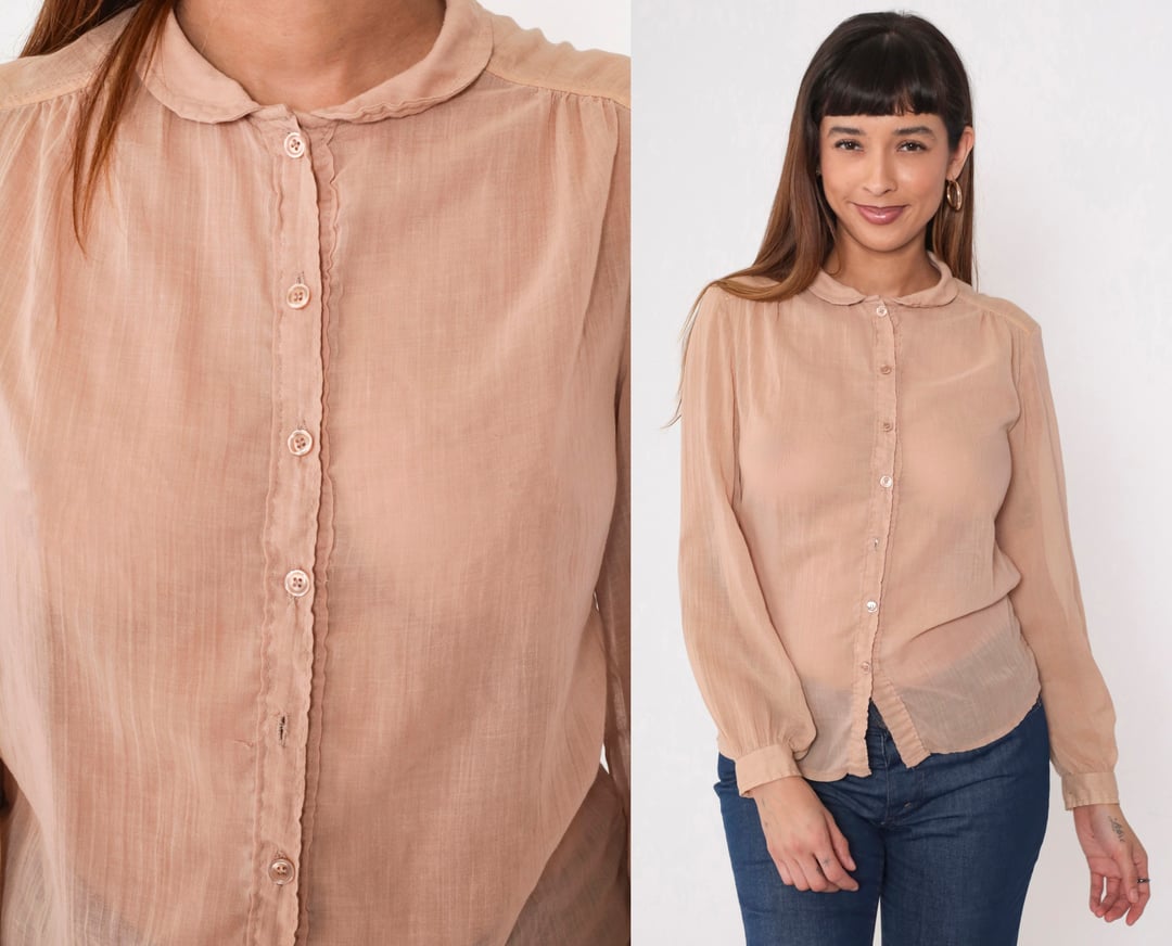 トップス SHEER FLAT COLLAR BLOUSE light yellow トップス SHEER FLAT COLLAR BLOUSE light yellow