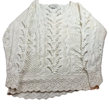 Vintage Express Tricot Handknitted Nubby Crochet Sweater, L 