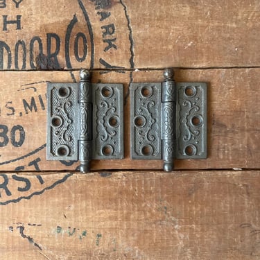 Pair of Ca. 1880s Eastlake Door Ball Tip Hinges 3"x3” 