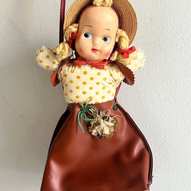 Rare 1940s Vinyl Doll Purse Vintage Dolly Bag 